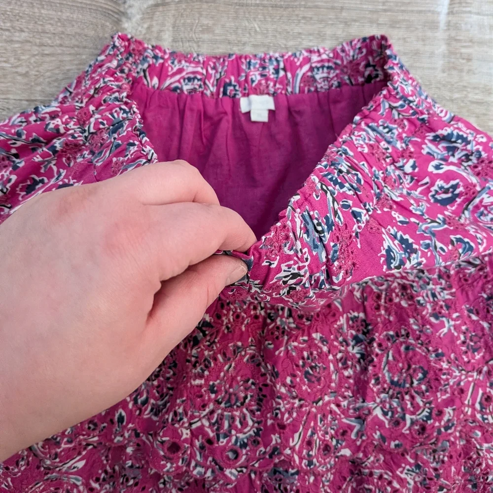 NEW Jennifer & Grace Pink Floral Embroidered Eyelet Cotton Mini Skirt Size XL